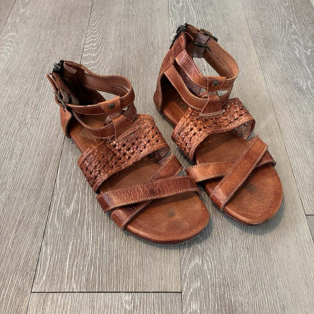 Bed Stu Capriana Dip Dye Brown Leather Strap Gladiator Sandals Boho Size 8 EUC - Picture 2 of 6